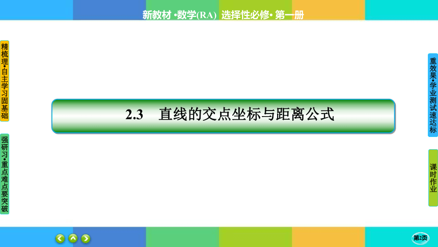 2-3-1、2两条直线的交点坐标、两点间的距离公式-高中数学人教A版 选择性必修一 课件（共47张PPT）