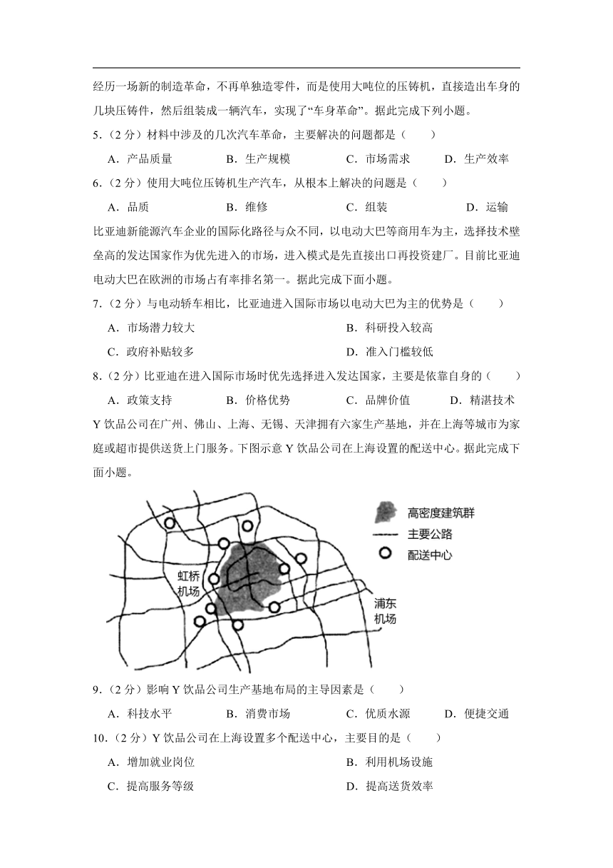 3.2 工业区位因素与工业布局 同步训练（含解析）