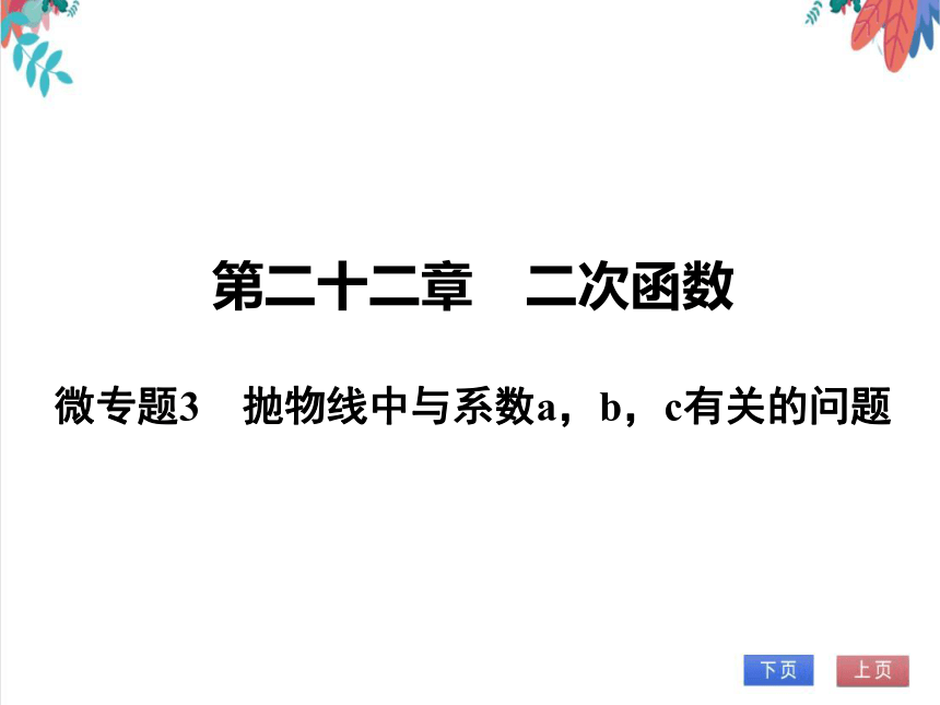 【人教版】数学九年级全一册 第22章 微专题3 抛物线中与系数a，b，c有关的问题 随堂练习（课件版）