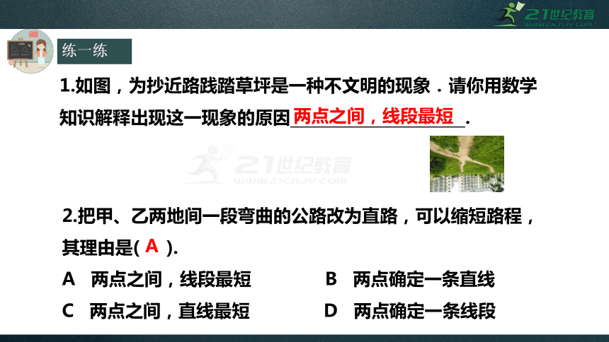 人教版七上4.2 直线、射线、线段 第3课时 线段的性质及两点的距离  课件（共24张PPT）