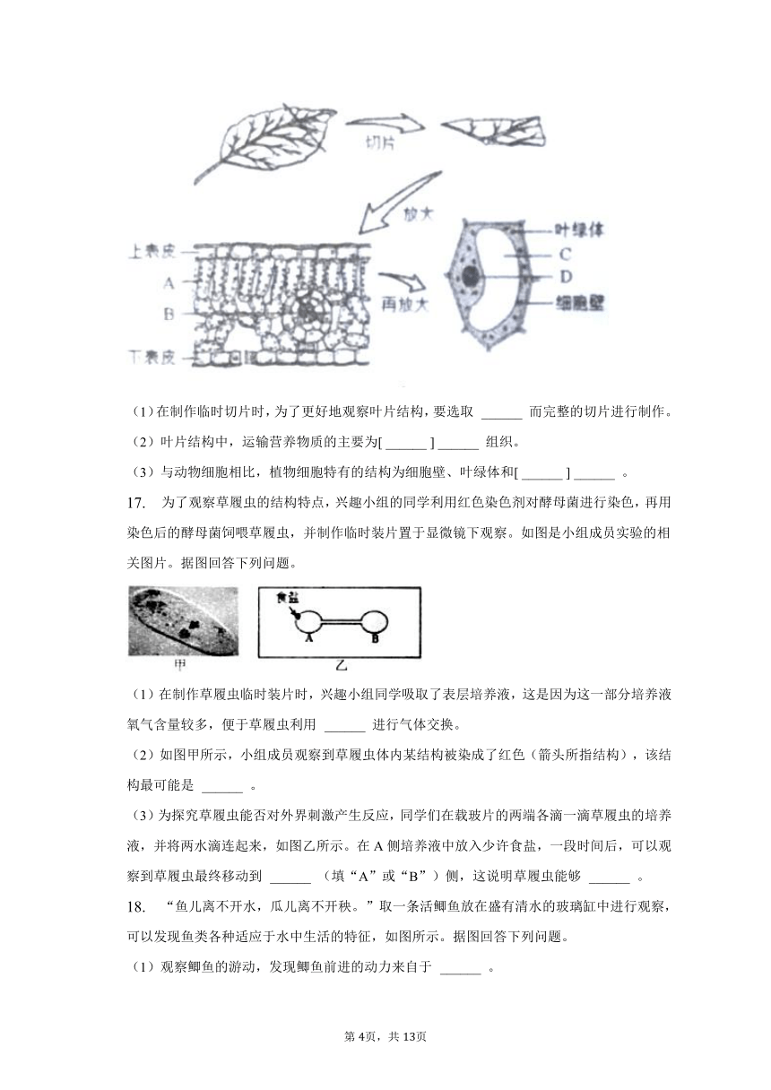 2022-2023学年江苏省连云港市海州区七年级（下）期中生物试卷（含解析）