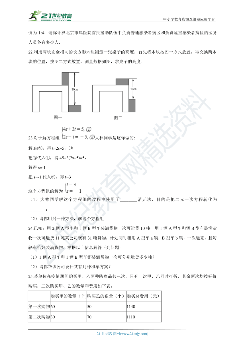 第一章 二元一次方程组 单元测试  （基础练）（含解析）