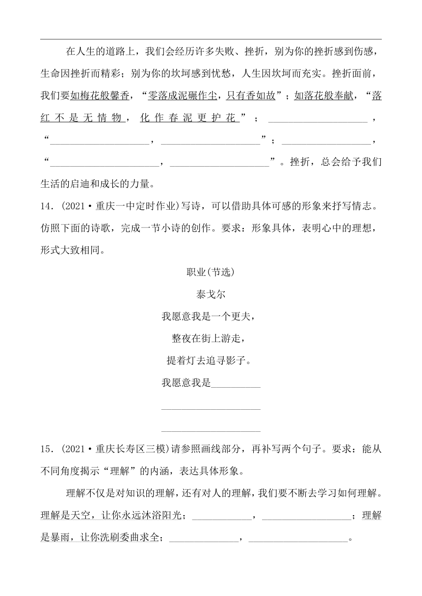 中考初中语文分类备战 专题七 仿写、续写 精练（含答案）