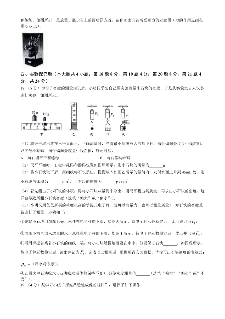 云南省昭通市巧家县2023-2024学年九年级下学期4月月考物理试题(含答案)