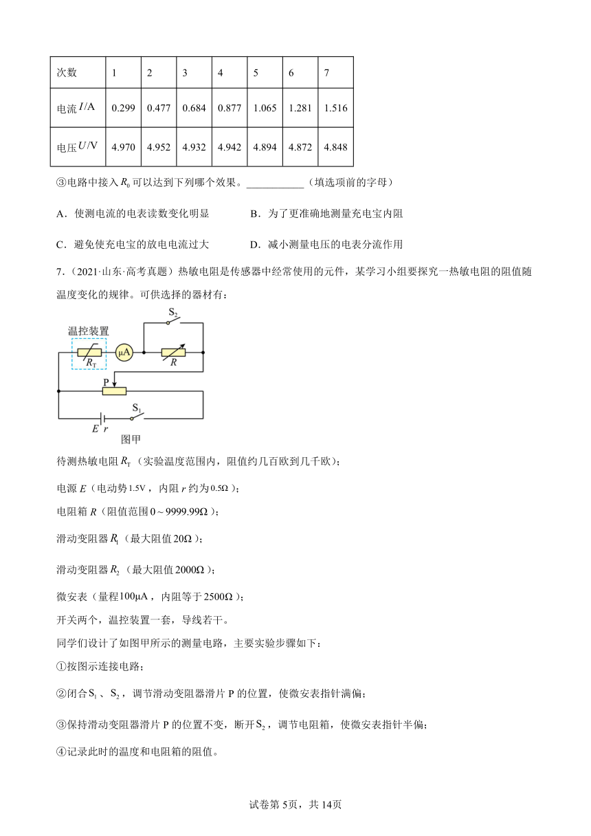 2020-2021年全国各地高考物理真题分类汇编：电学实验题（word版含答案）