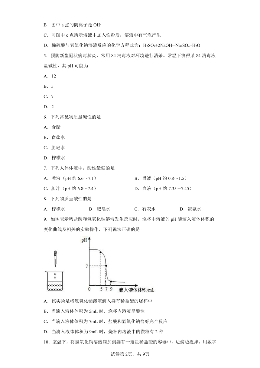 基础实验7溶液的酸碱性同步练习 沪教版化学九年级下册(含答案)
