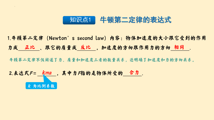 第4.3课  牛顿第二定律 高一物理课件（人教版2019必修第一册）(共22张PPT)