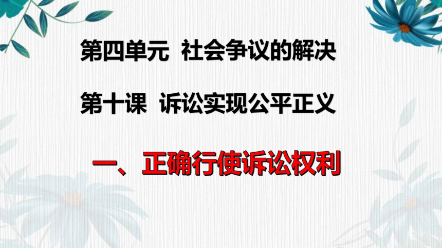 政治统编版选择性必修二 法律与生活10.1正确行使诉讼权利课件（共17张PPT）