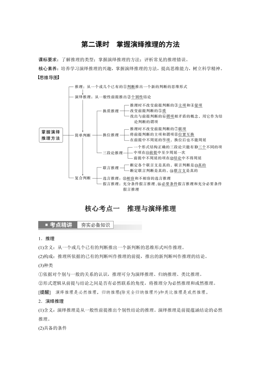 2023年江苏高考思想政治大一轮复习选择性必修3  第三十六课 第二课时　掌握演绎推理的方法学案