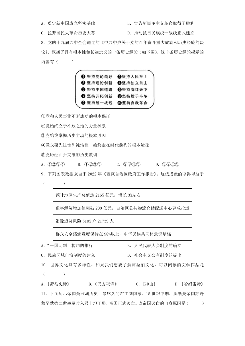 2023年中考历史冲刺最后压轴卷03（安徽卷）含解析