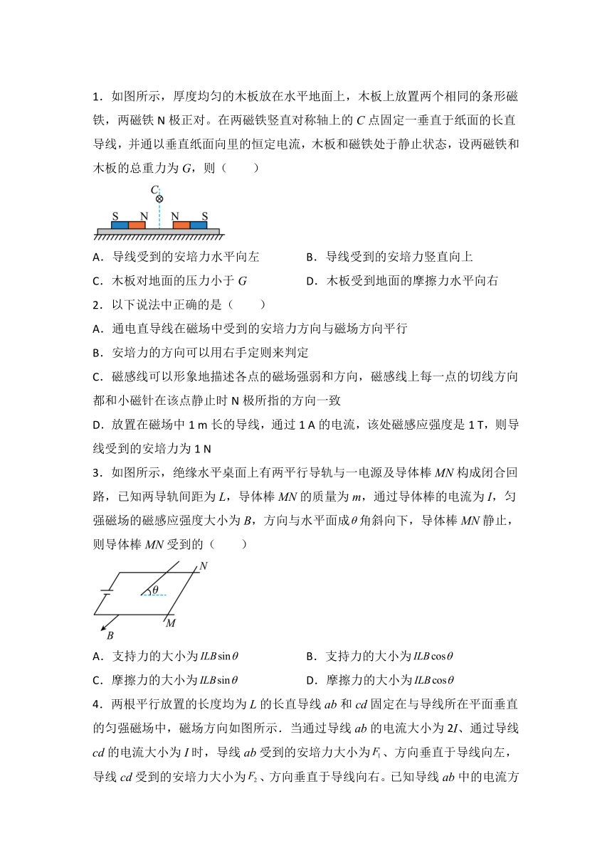 1.1磁场对通电导线的作用力 学案 人教版（2019）选择性必修第二册