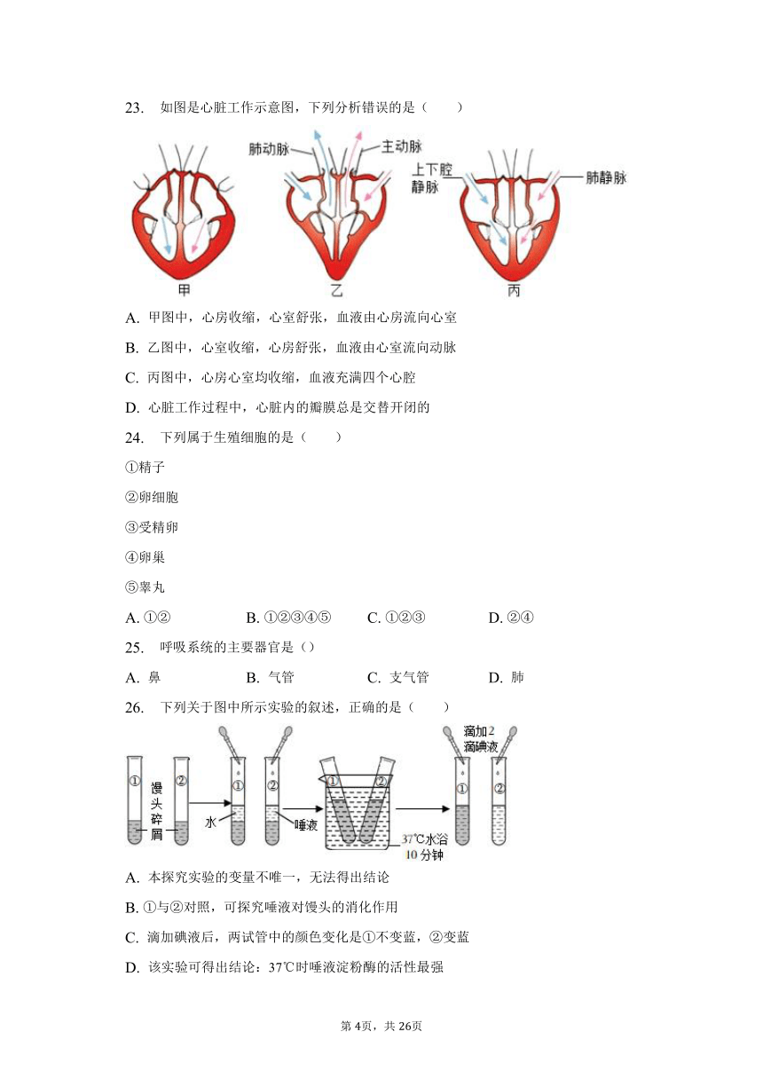 2022-2023学年海南省海口市十校七年级（下）期中生物试卷（含解析）