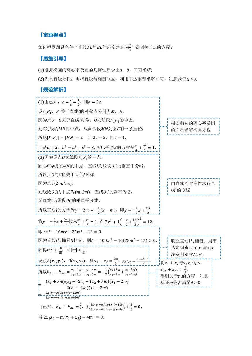 2022年高三数学二轮专题复习：圆锥曲线中的存在性问题  讲义（Word版含解析）