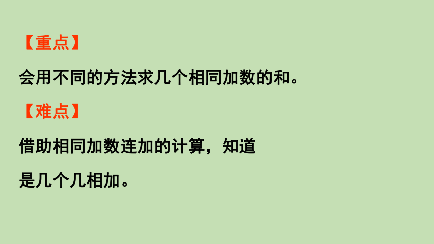 青岛版数学二年级上册 一看魔术——乘法的初步认识  信息窗1　求相同加数的和 课件（24张ppt）