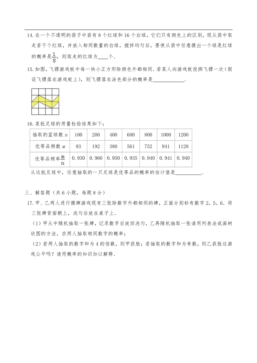 九年级数学下册试题 第26章 概率初步 单元测试卷 沪科版（含答案）
