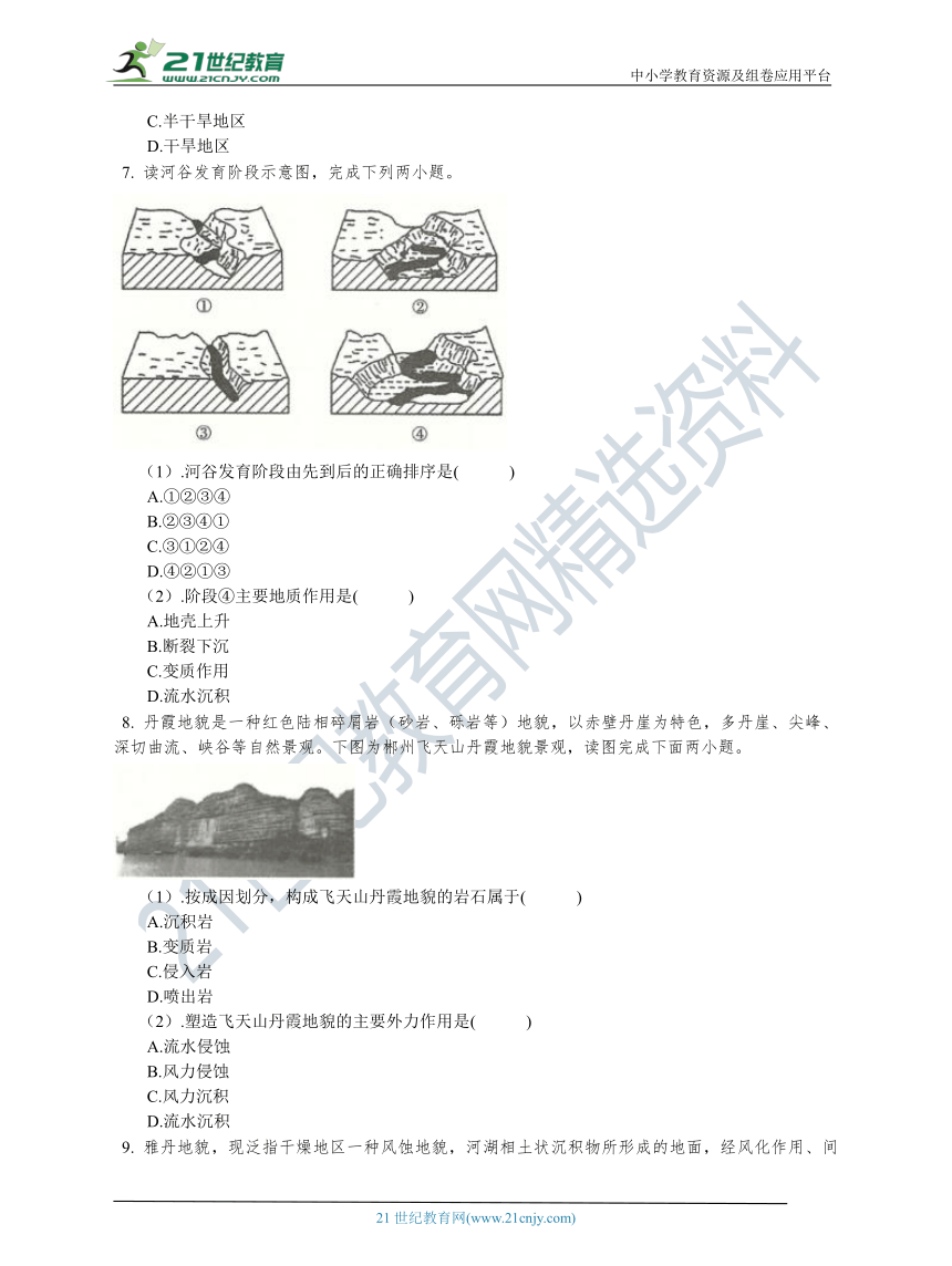 人教版高中地理必修一 第四章 地貌 基础练习（含答案解析）