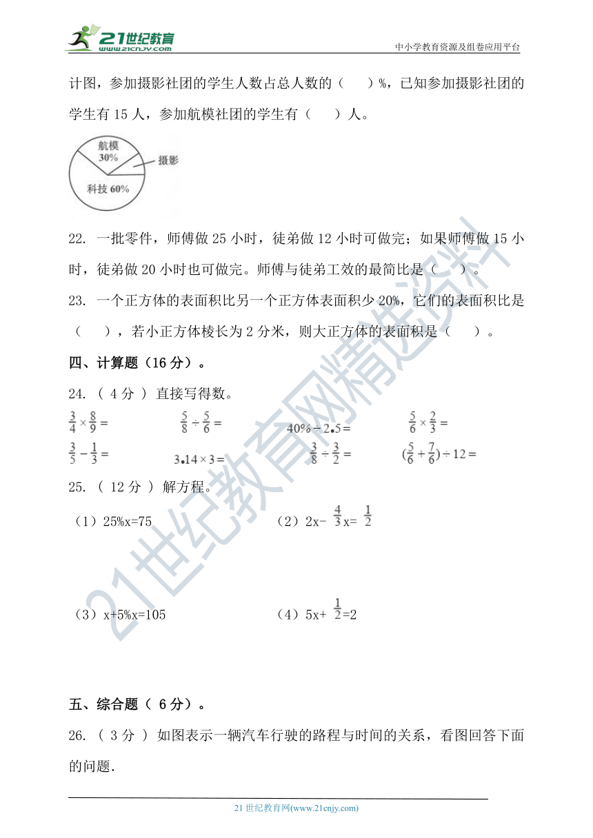 2020-2021学年度第二学期西师大版六年级数学期中检测（含答案）