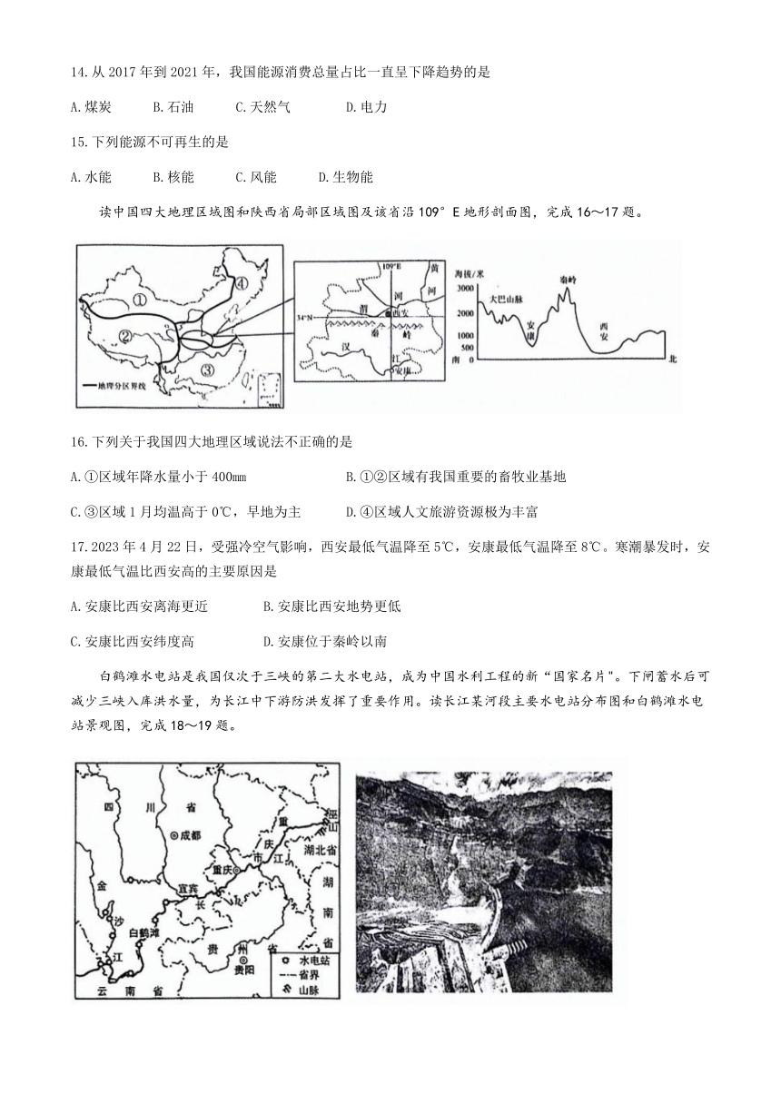 2024年山东省聊城市东昌府区中考一模地理试题（含答案）