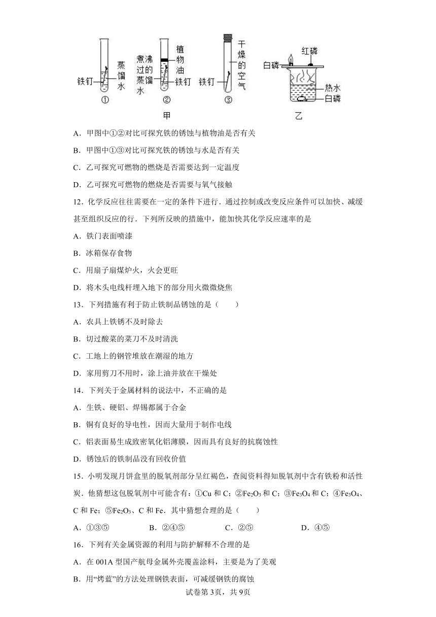 6.4珍惜和保护金属资源同步练习—2021-2022学年九年级化学科粤版（2012）下册(word版有答案)