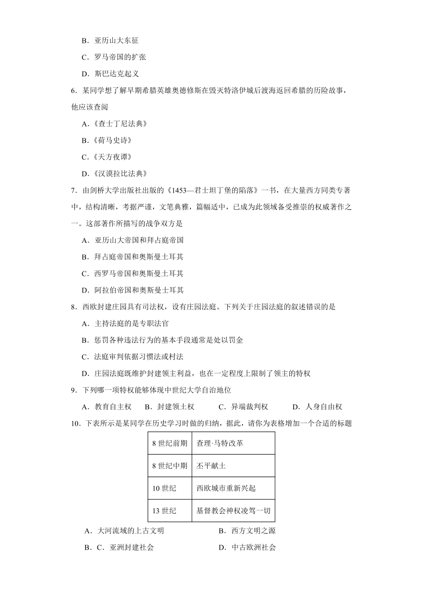 2023-2024学年湖南省衡阳市衡山县部分学校期中联考试题卷九年级上册历史(含答案)