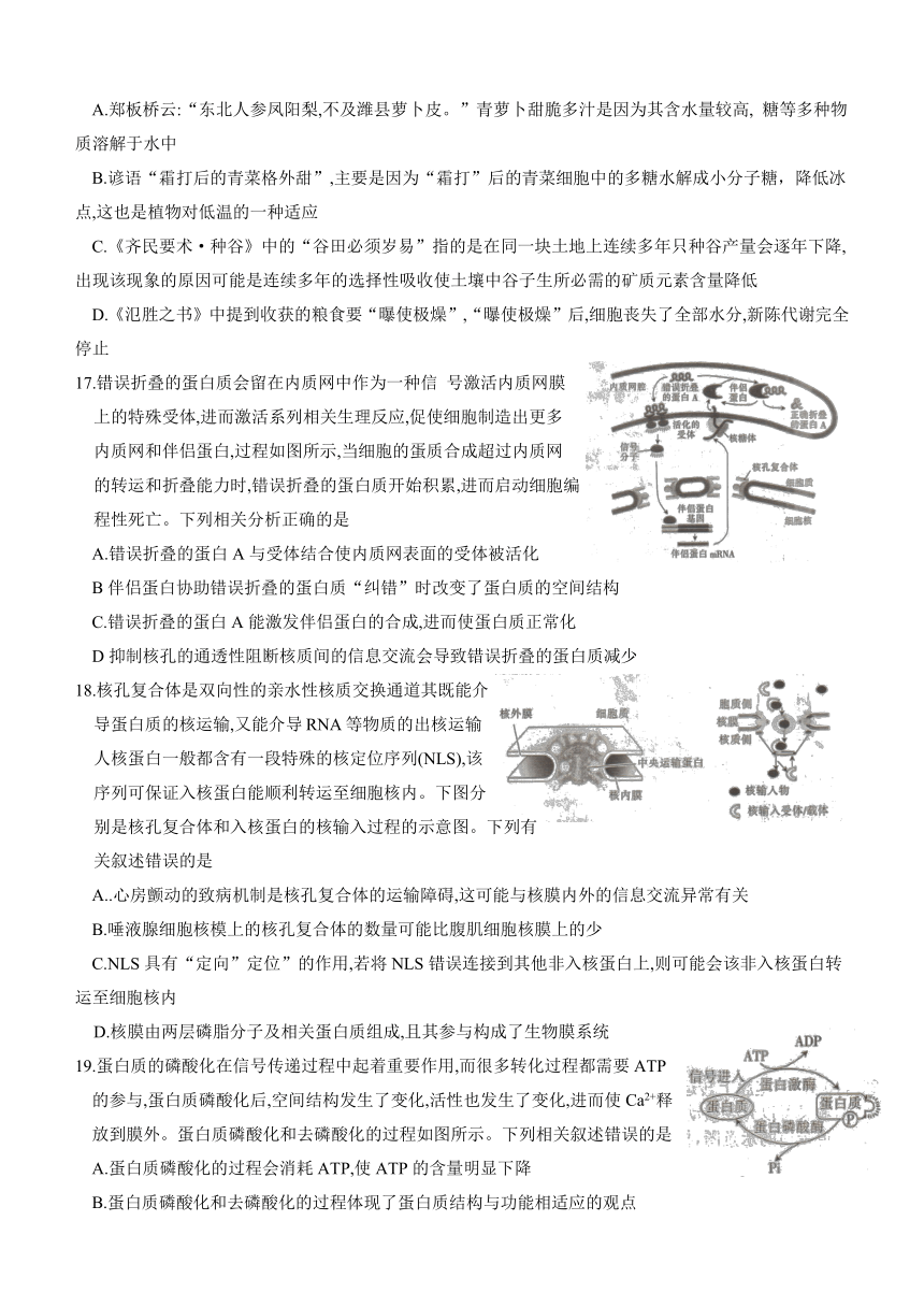 2021年山东省高一模拟选课走班调考生物（word版部分含解析）