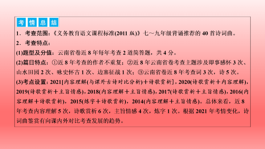 部编版语文中考语文复习专题之现代文阅读PPT★★  诗词曲鉴赏（共58张ppt）