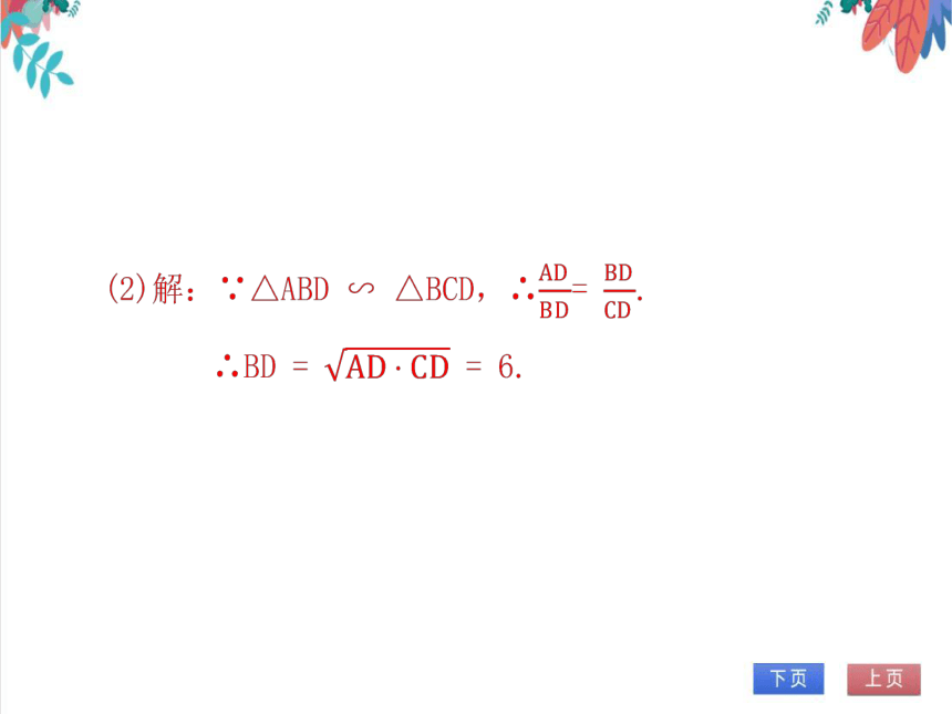 【北师大版】数学九年级（上）4.5 相似三角形判定定理的证明 习题课件