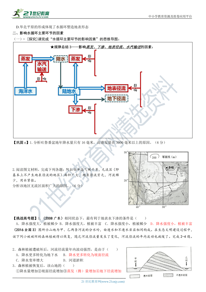 高考地理一轮复习 地球上的水  水循环 学案1（word版含答案）