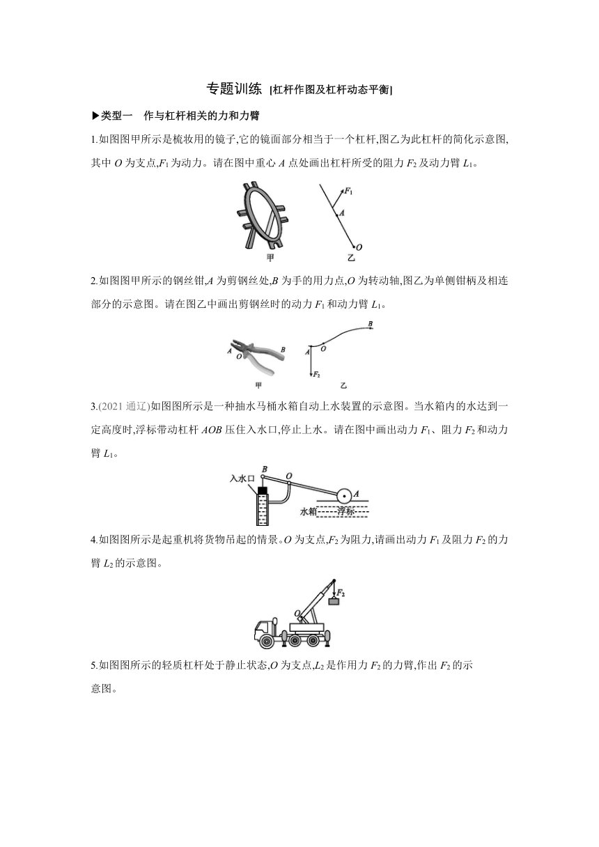 北师大版物理八年级下册课课练：专题训练 杠杆作图及杠杆动态平衡（含答案）