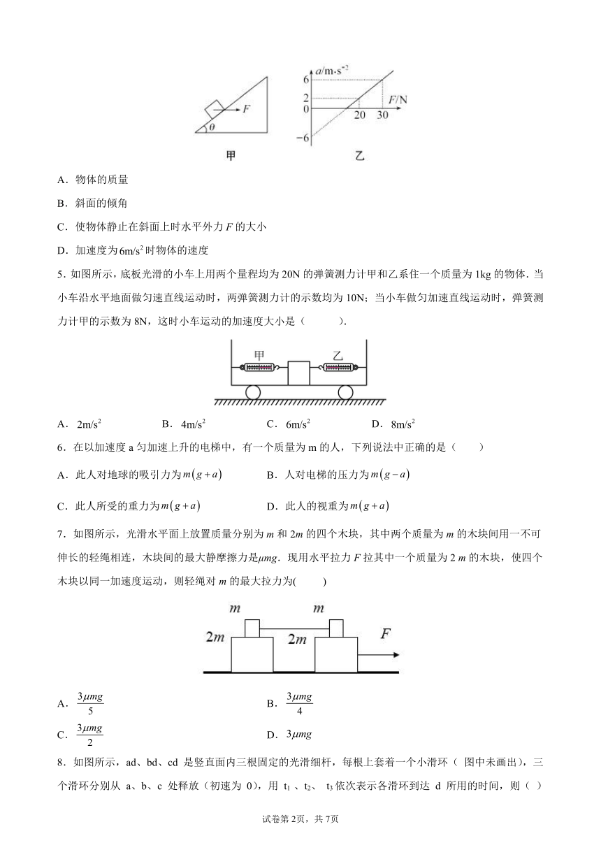 第四章 牛顿运动定律  期末复习训练卷（Word版含答案）