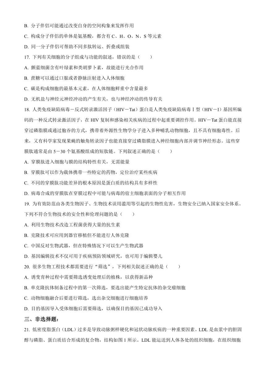 山东省聊城市2020-2021学年高二下学期期末考试生物试题 Word版含答案