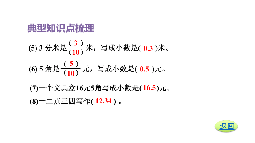人教版（2023春）数学三年级下册 单元复习 小数的初步认识 课件（共18张PPT）