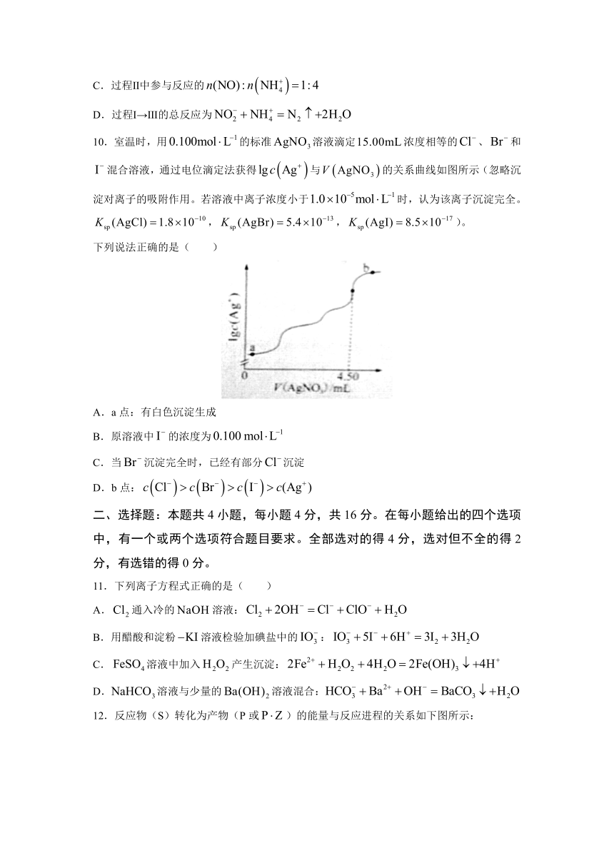 2022年湖南省普通高中学业水平选择性考试化学试卷（含答案）