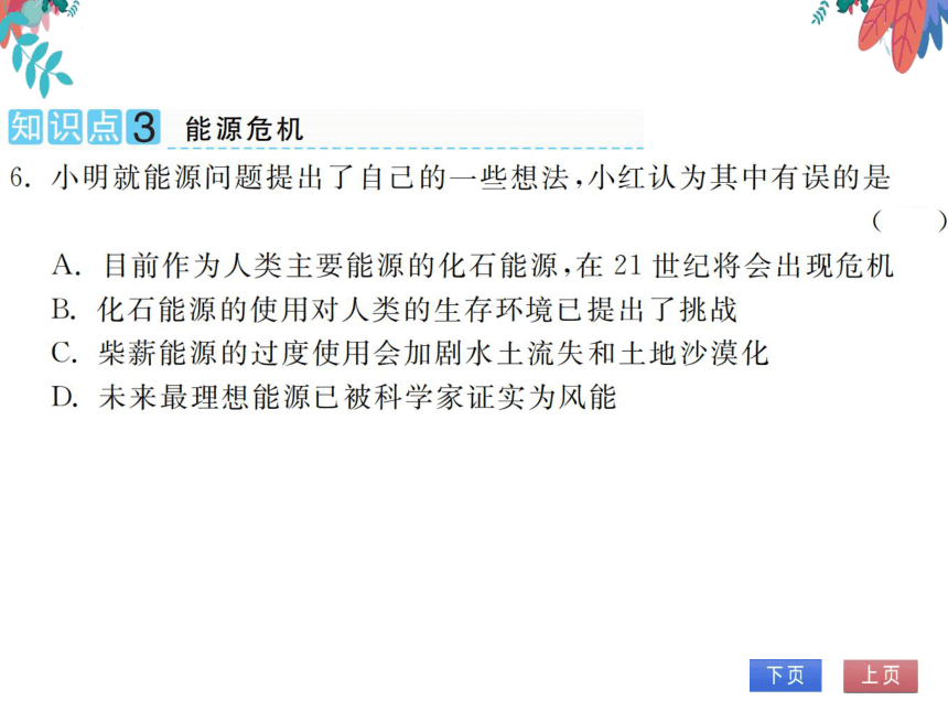 【粤沪版】物理九年级下册 20.1 能源和能源危机  习题课件