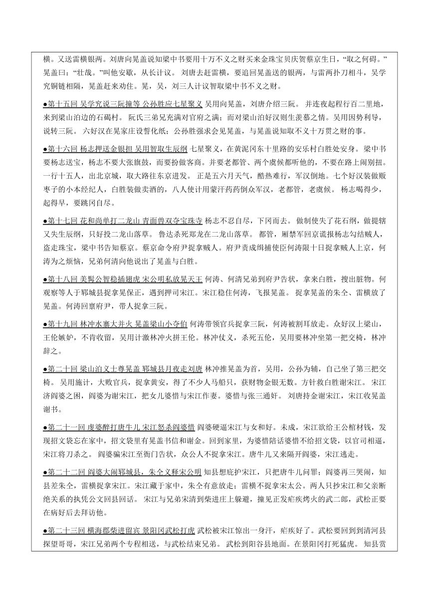 【机构专用】《水浒传》1-120回  讲义  八年级升九年级语文暑假辅导（学案）