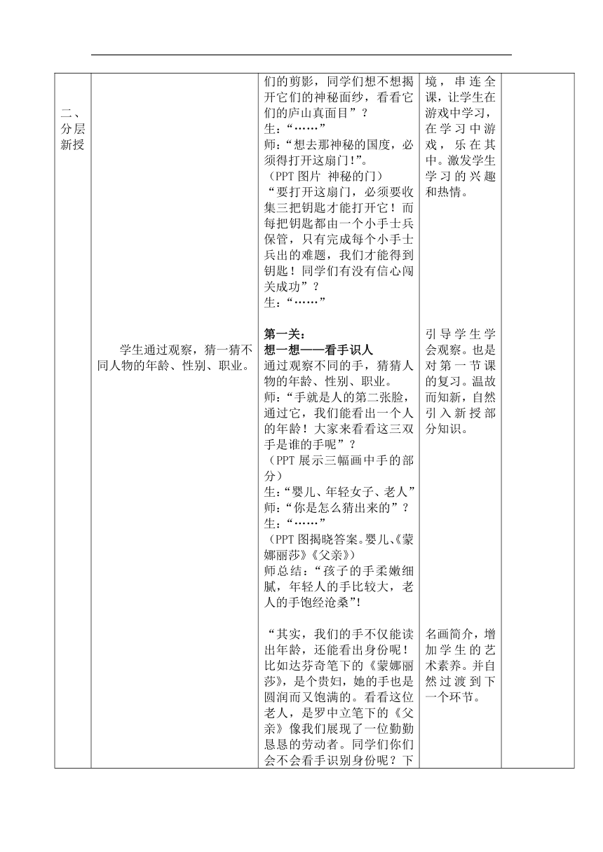 苏少版四年级美术上册《第17课　会说话的手（二）》教学设计