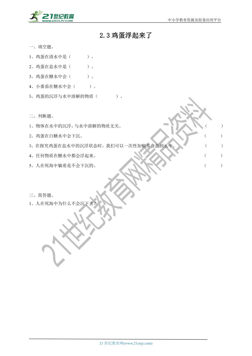 2.10《鸡蛋浮起来了》练习（含答案）