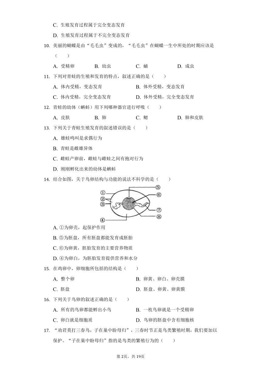 2020-2021学年河北省保定市定州市八年级（下）期中生物试卷（word版 含解析）