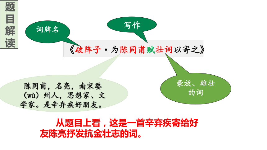 第12课《词四首—破阵子·为陈同甫赋壮词以寄之》课件（共27张PPT）2022—2023部编版语文九年级下册