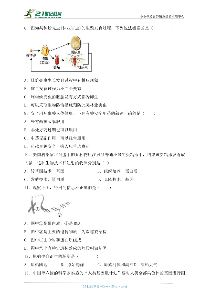 【提分必刷】八年级生物下学期期末查漏补缺卷6（人教版）（含解析）