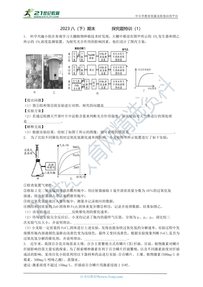 2023八（下）期末冲刺探究题特训（1）（含答案）