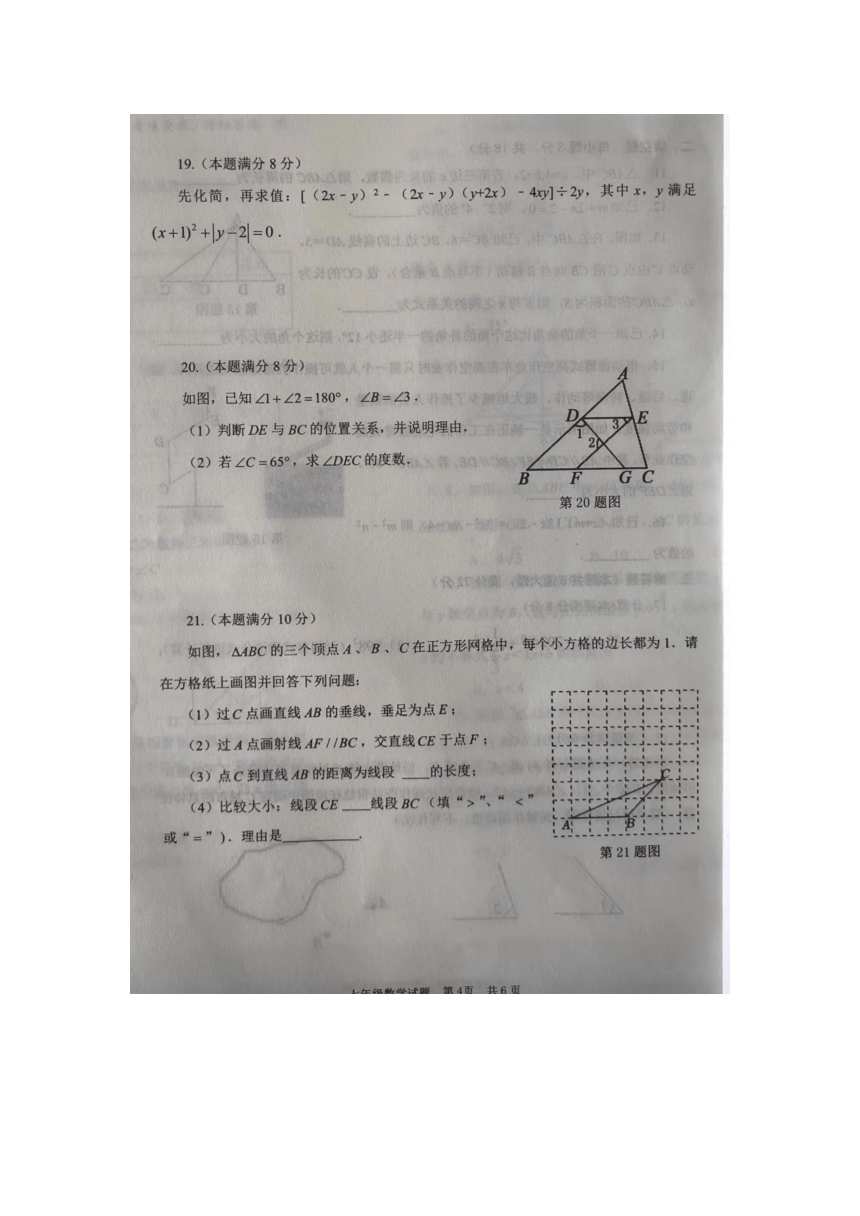 山东省枣庄市薛城区2023-2024学年下学期七年级数学期中考试题（pdf、含答案）