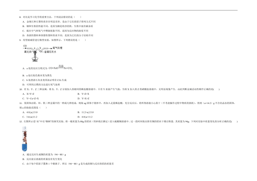 第六章金属 章节试题训练(含解析)—2022-2023学年九年级化学科粤版下册