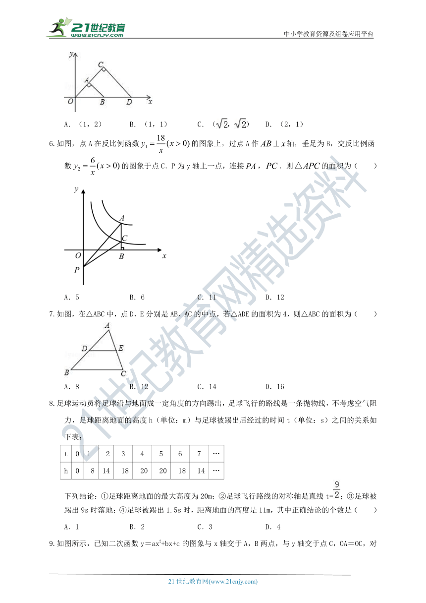 2020-2021学年沪科版数学九上期末模拟试题1（含解析）