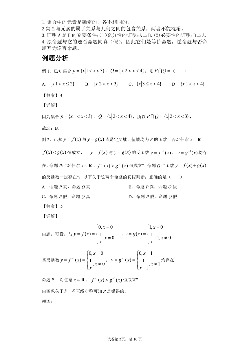 沪教版2022届高考数学一轮复习讲义专题01：集合与命题复习与检测（Word含答案解析）