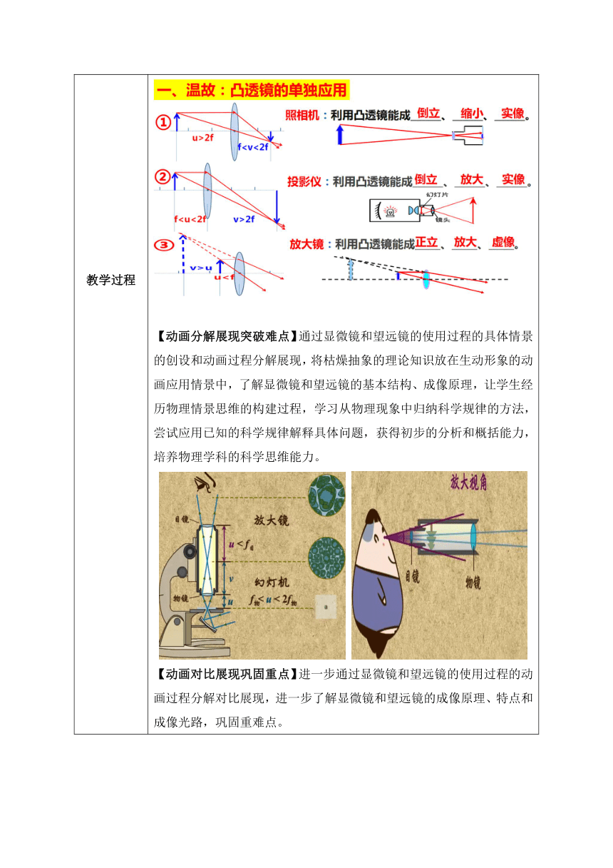 人教版八上物理  5.5：显微镜与望远镜  教学设计（表格式）