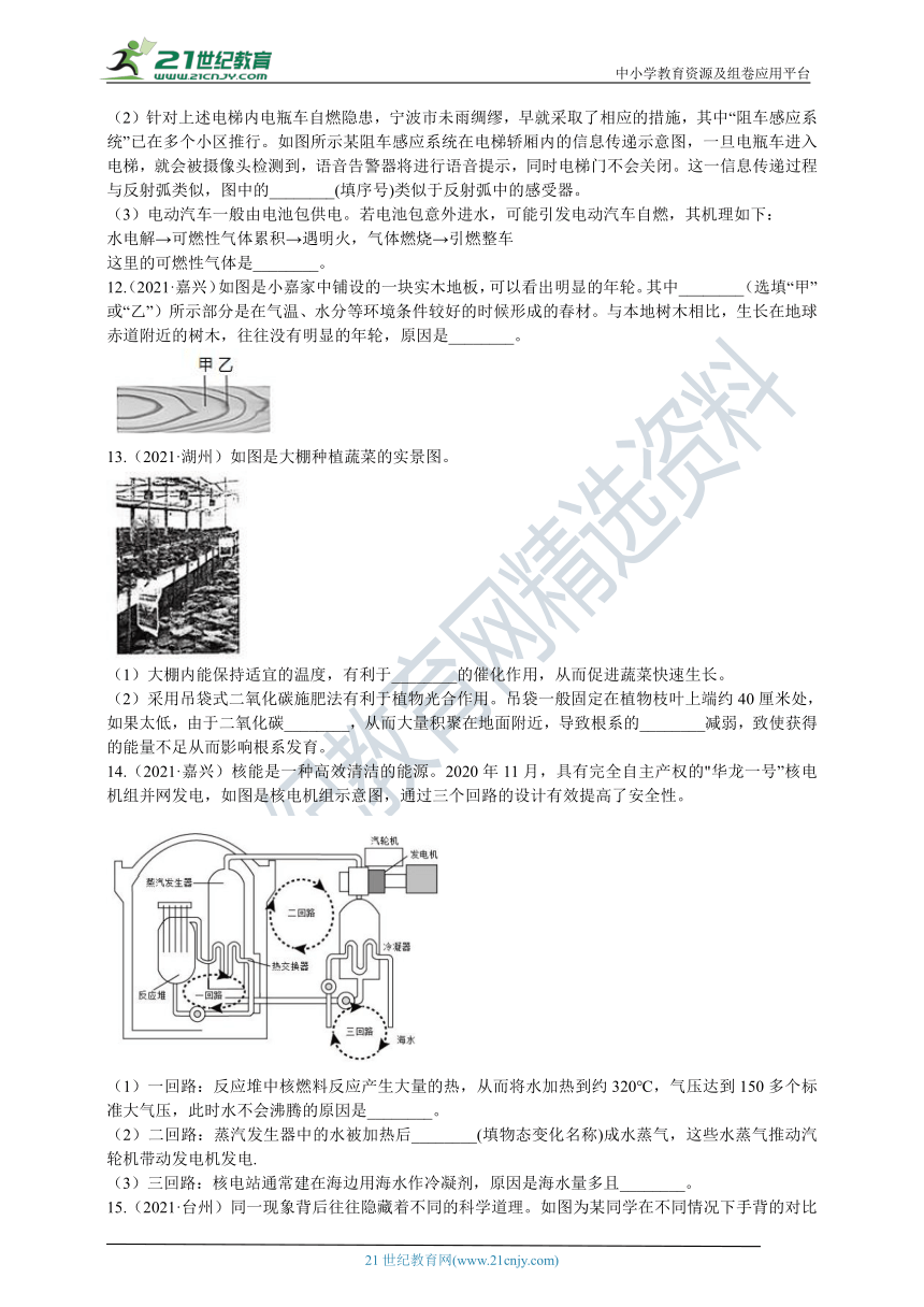 2021-2022两年科学中考真题分类汇编08：气候与生命（按年份分练）