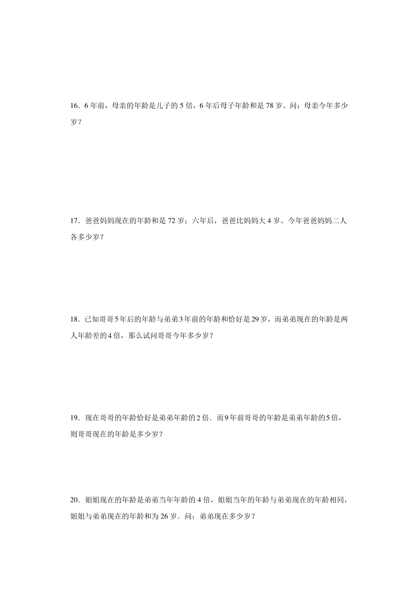 2023-2024学年六年级下册小升初奥数专练（通用版）年龄问题（含解析）