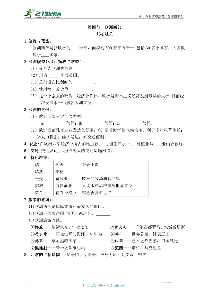 7.4 欧洲西部 课后分层作业（含答案）