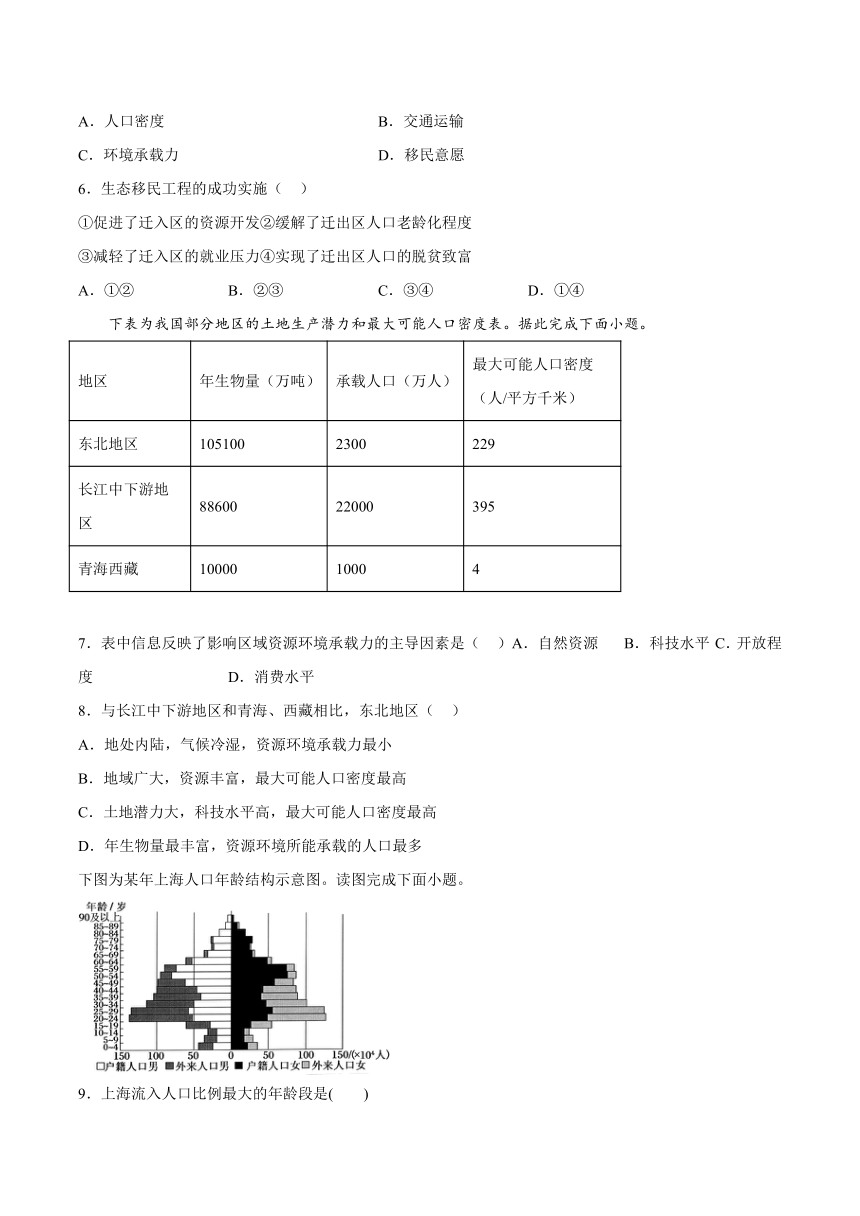 第一章《人口》检测题（Word版含答案）